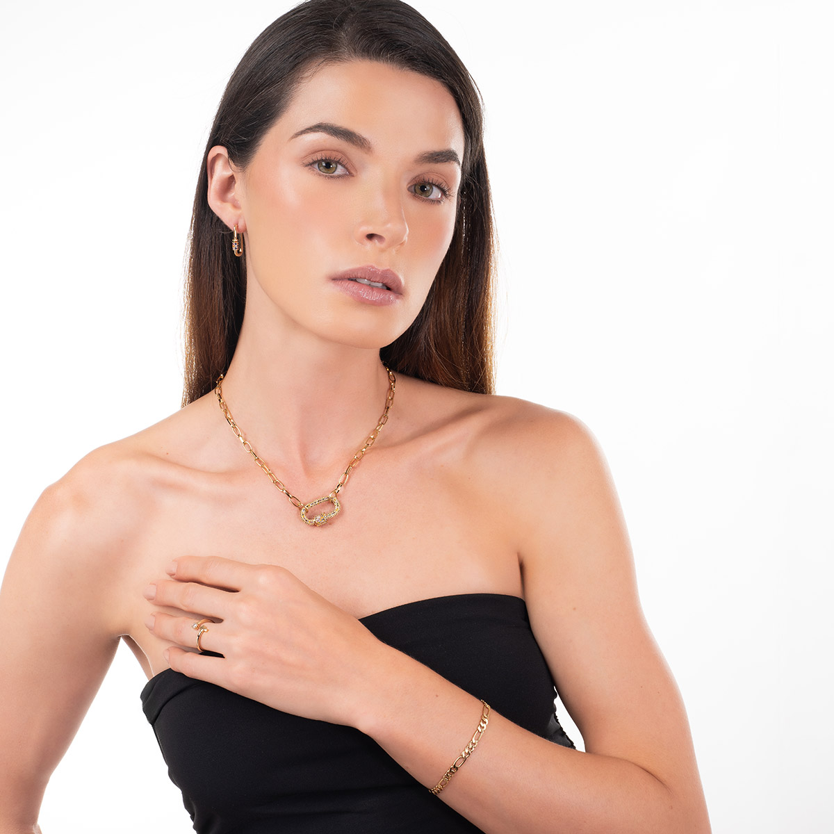 Pulsera en baño de oro eslabones diseño clásico sobrio