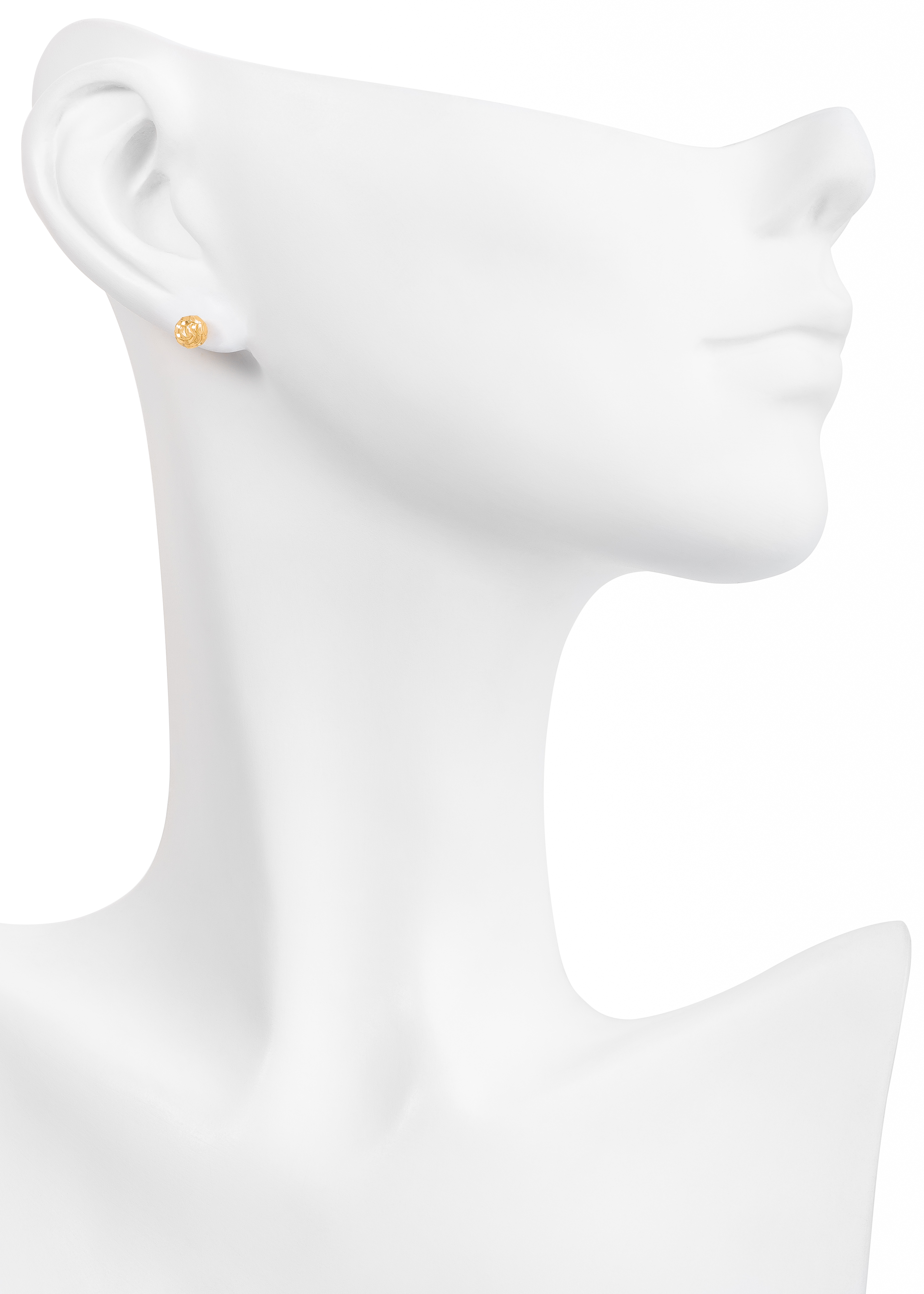 Aretes en baño de oro esfera texturizada diseño moderno