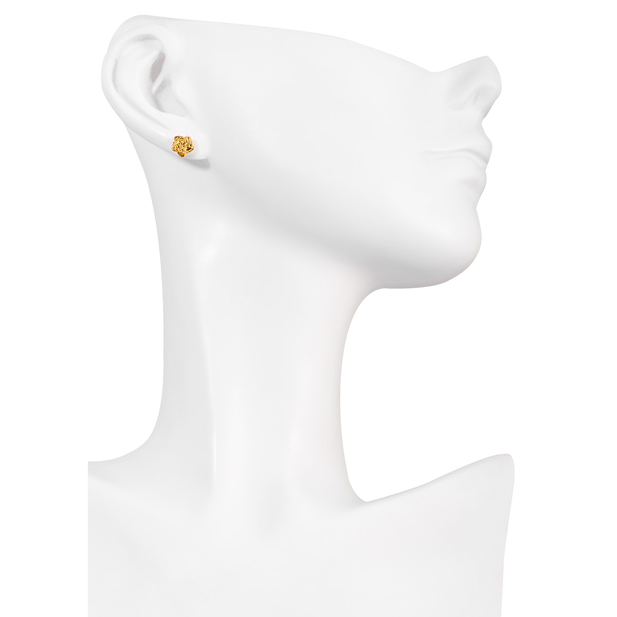 Aretes en baño de oro con motivos de flor y rosa y toque brillante en rosa