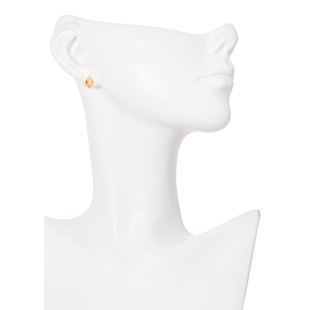 Aretes en baño de oro con forma de concha marina metálica