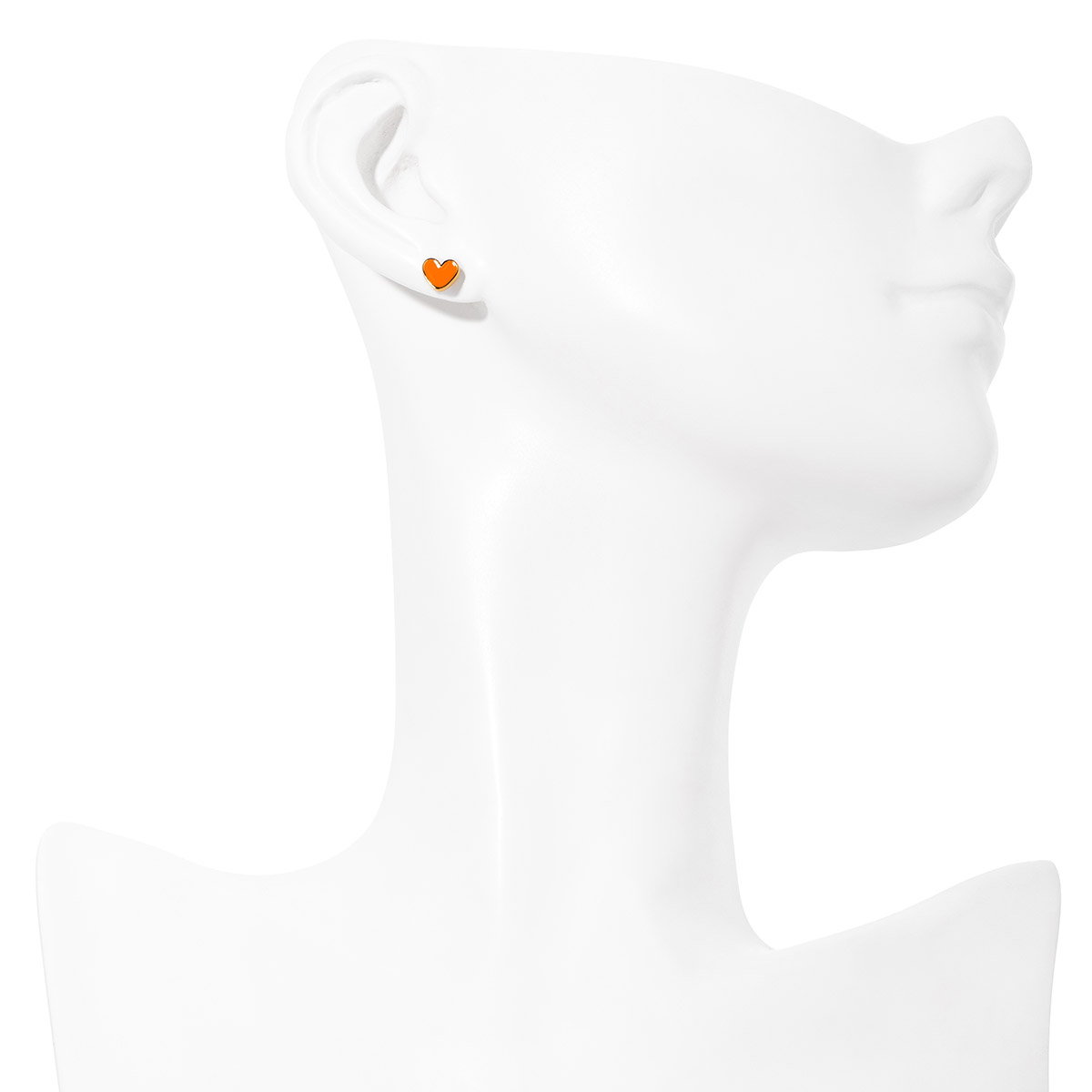 Aretes en baño de oro corazón esmalte tono naranja