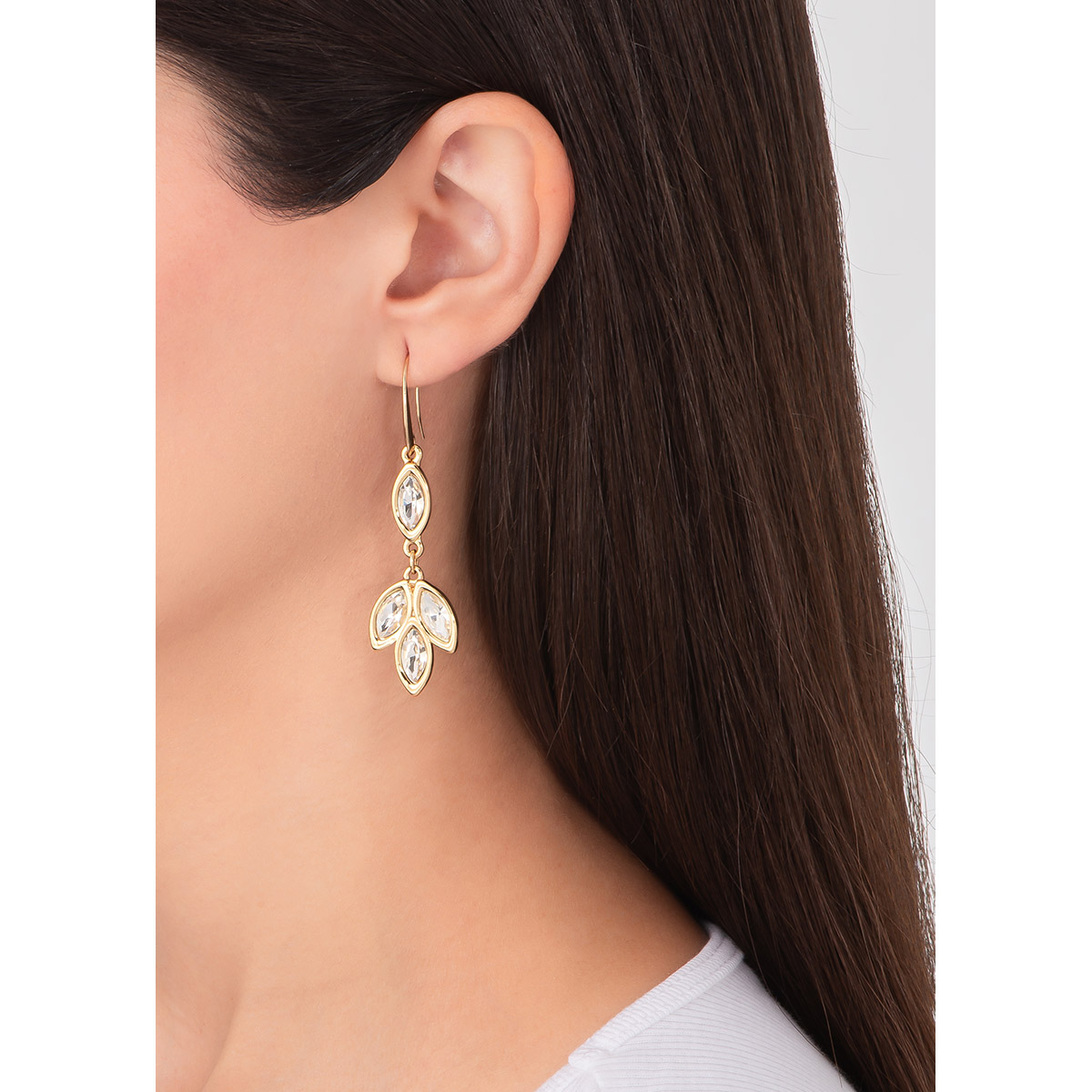 Pendientes baño de oro con piedras cristal marquise