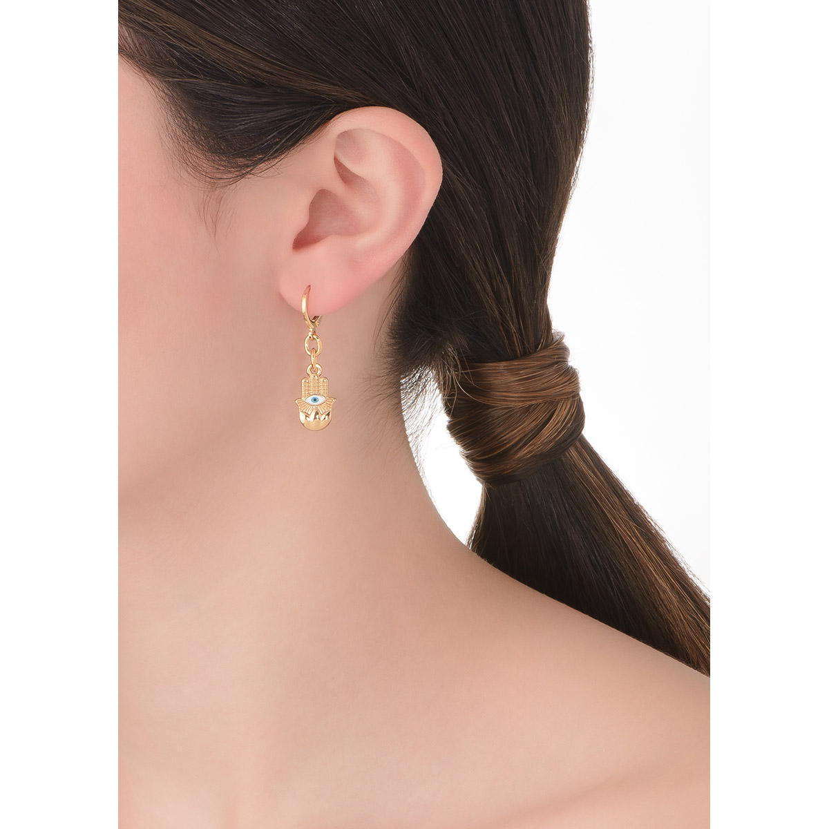 Aretes chicos en baño de oro con esmalte colorido