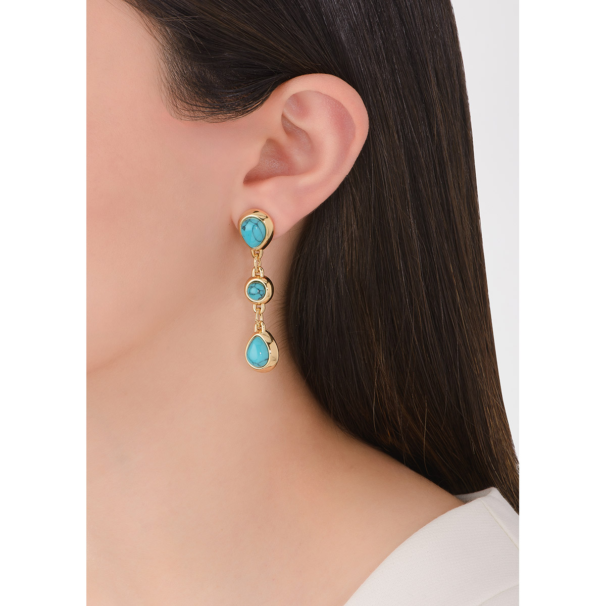 Pendientes de oro con piedras turquesa elegantes