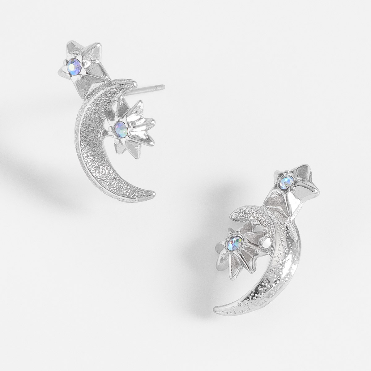 Aretes en Baño de Platino con Luna Sol y Estrellas