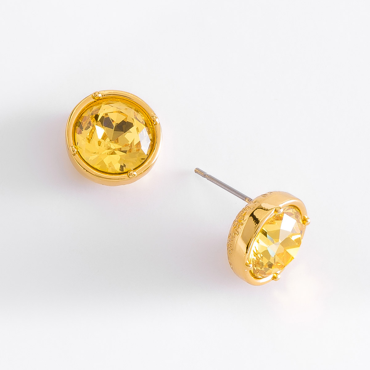 Aretes Redondos de Oro 18k con Piedra Ámbar