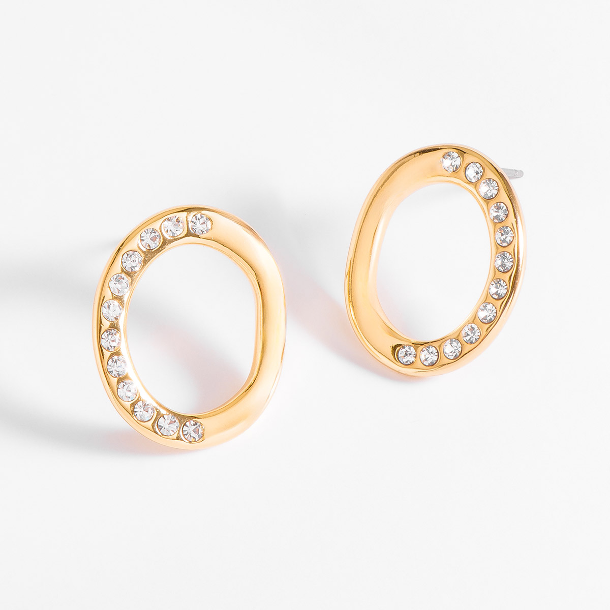Aretes eslabón marquesa en oro con piedras cristal Aretes eslabón marquesa en oro con piedras cristal