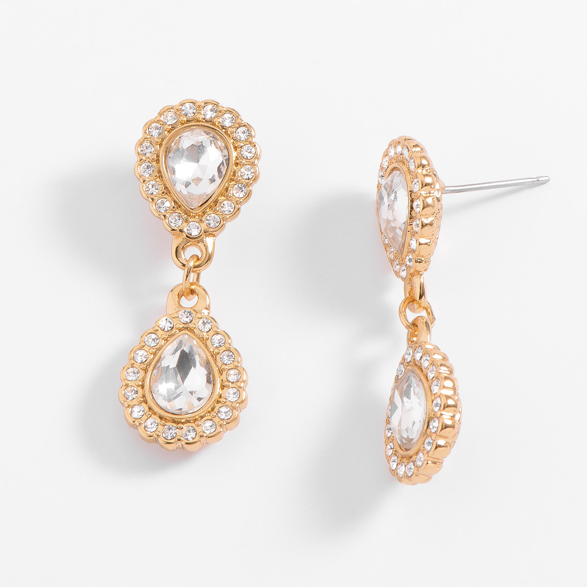 ARETES Aretes colgantes en baño de oro con piedras cristal