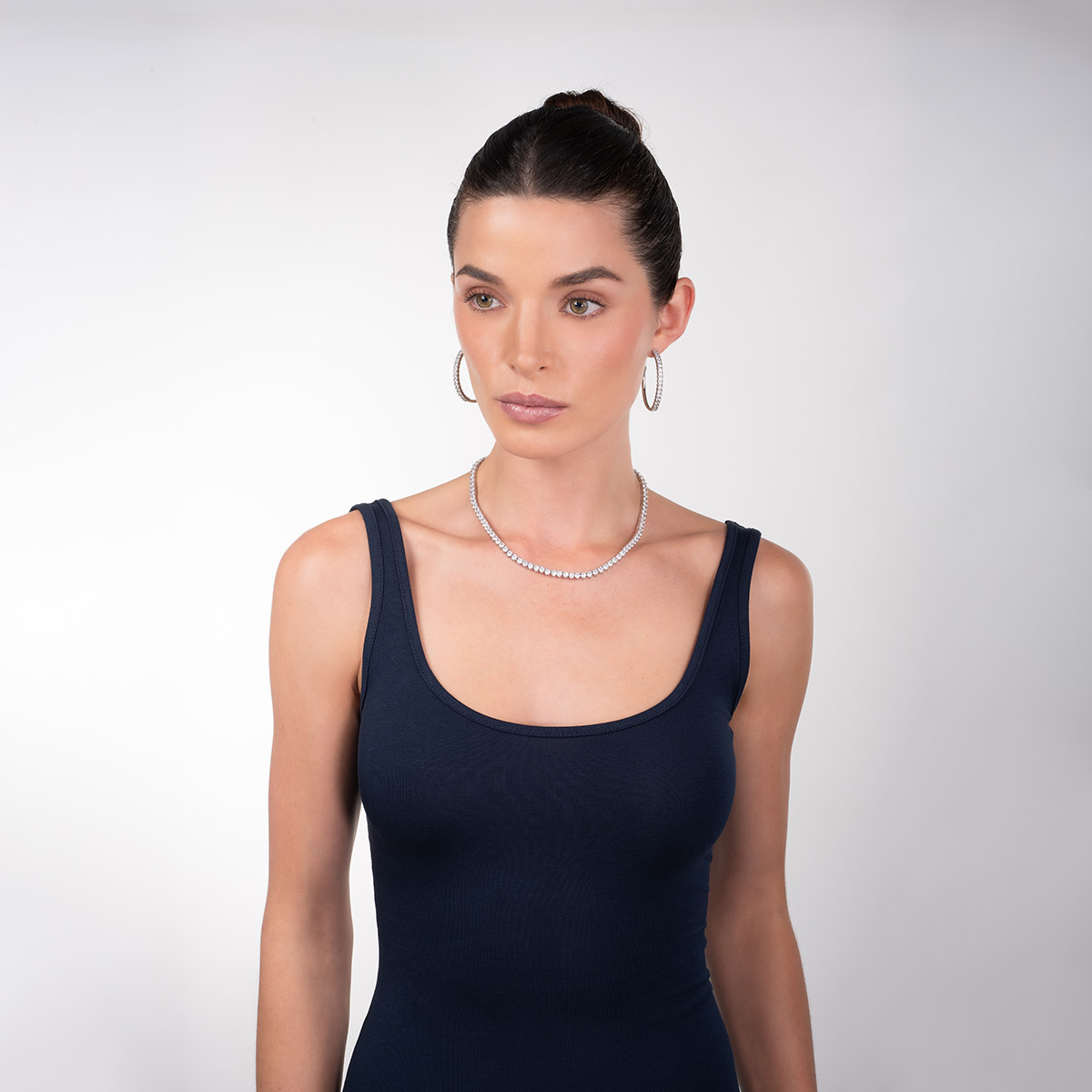 Aretes en baño de rodio aros piedras toque brillante