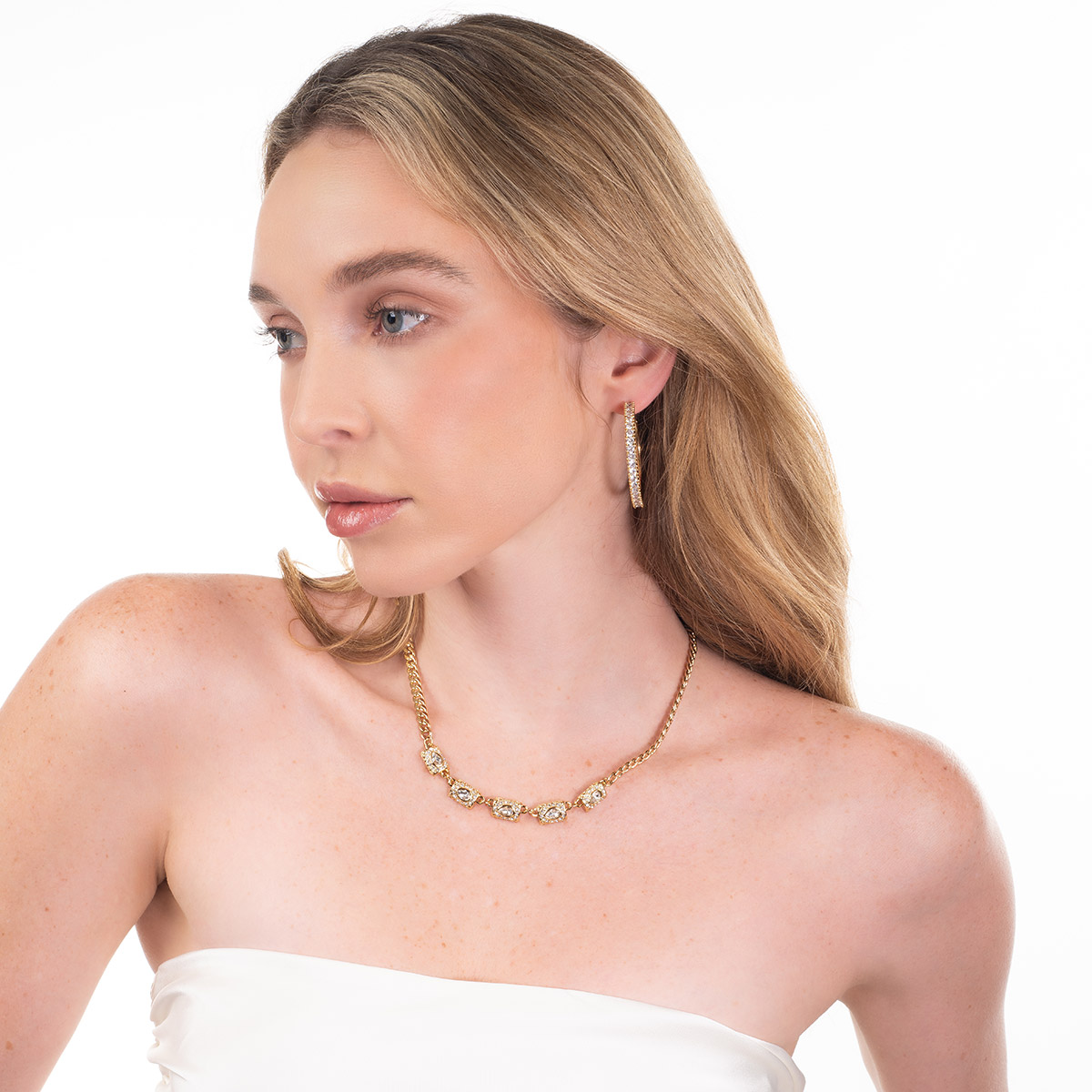 Aretes en baño de oro aros grandes piedras toque brillante