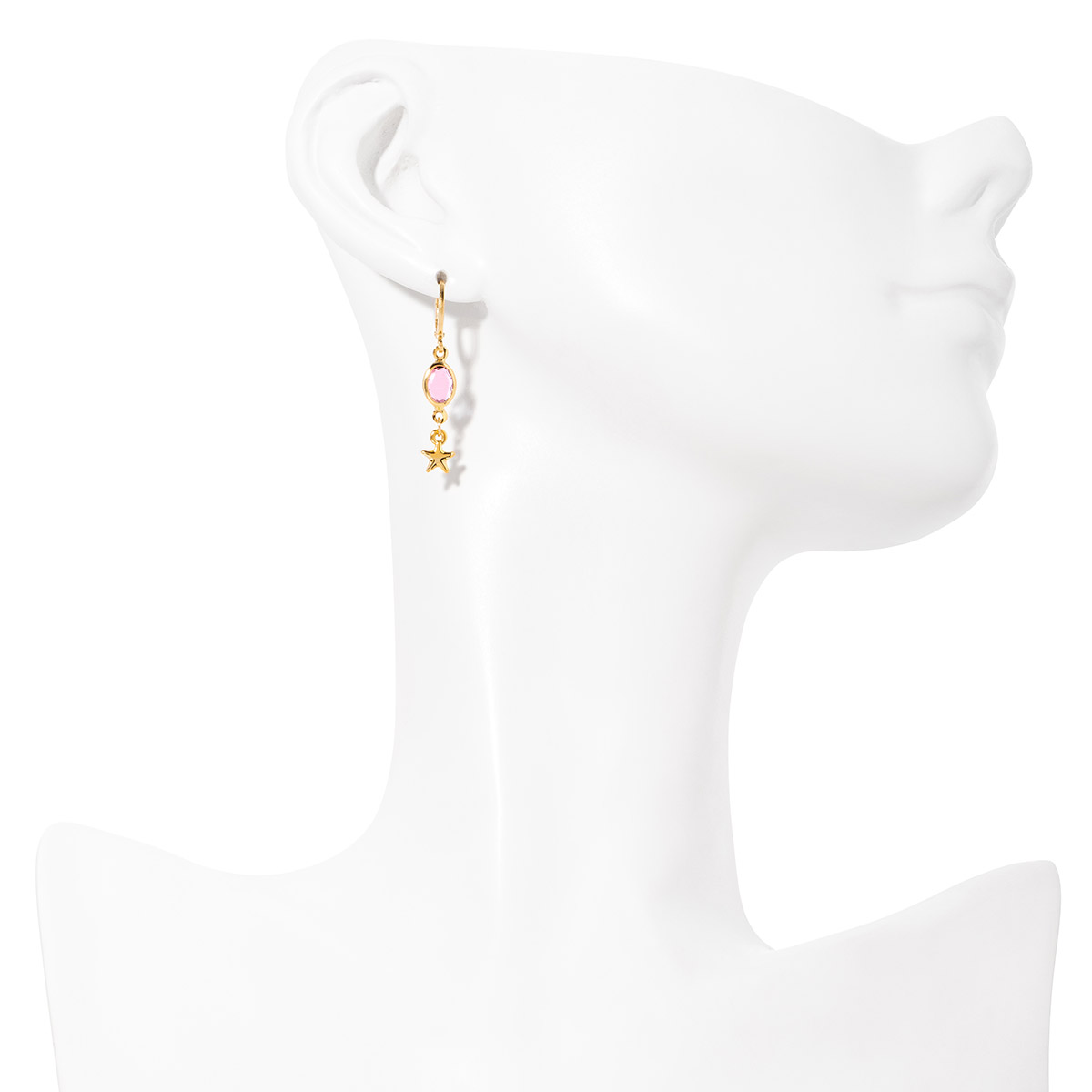 Aretes en baño de oro estrella colgante toque brillante rosa