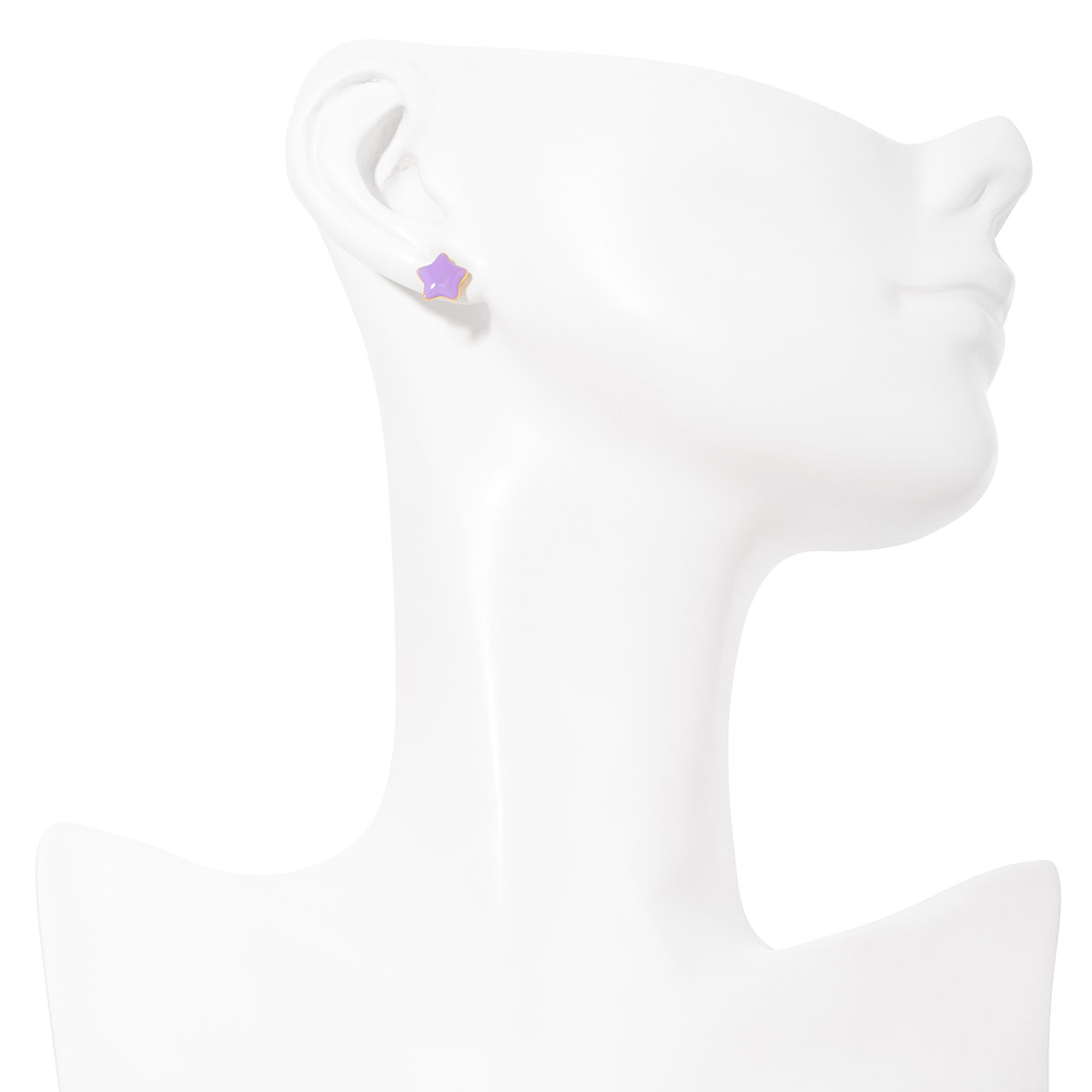 Aretes en baño de oro estrella esmalte tono morado pastel