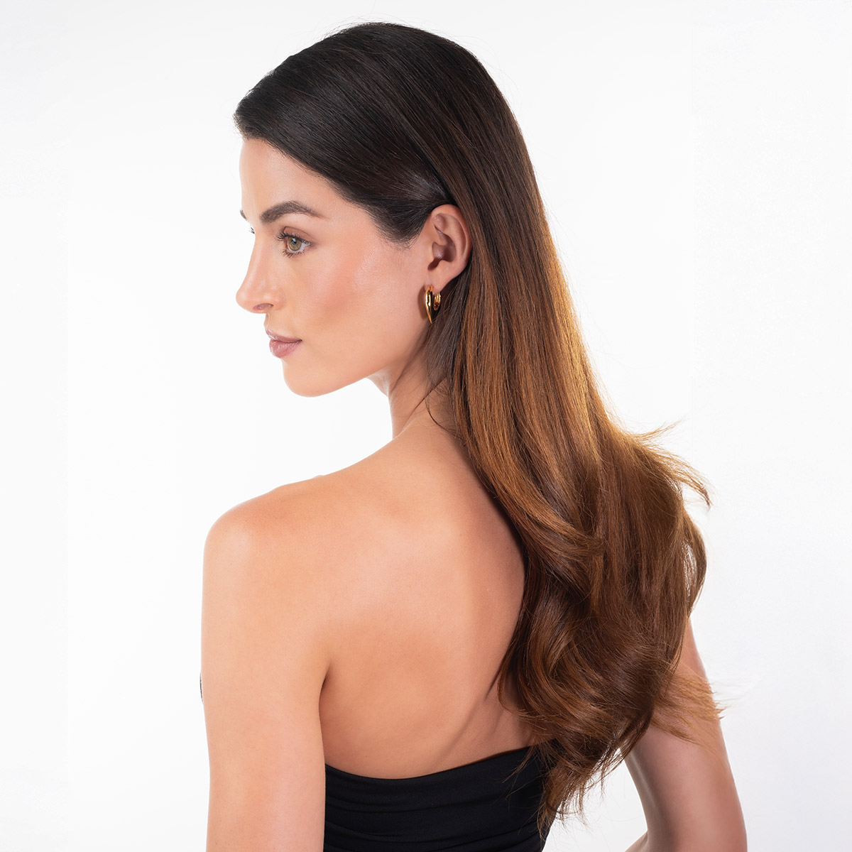 Aretes en baño de oro diseño aro moderno pulido