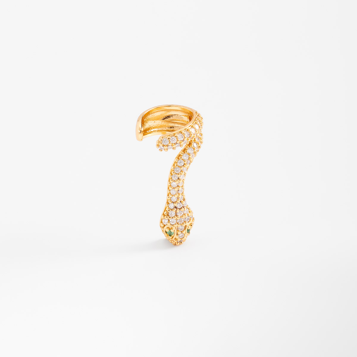 Anillo en baño de oro serpiente piedras toque brillante