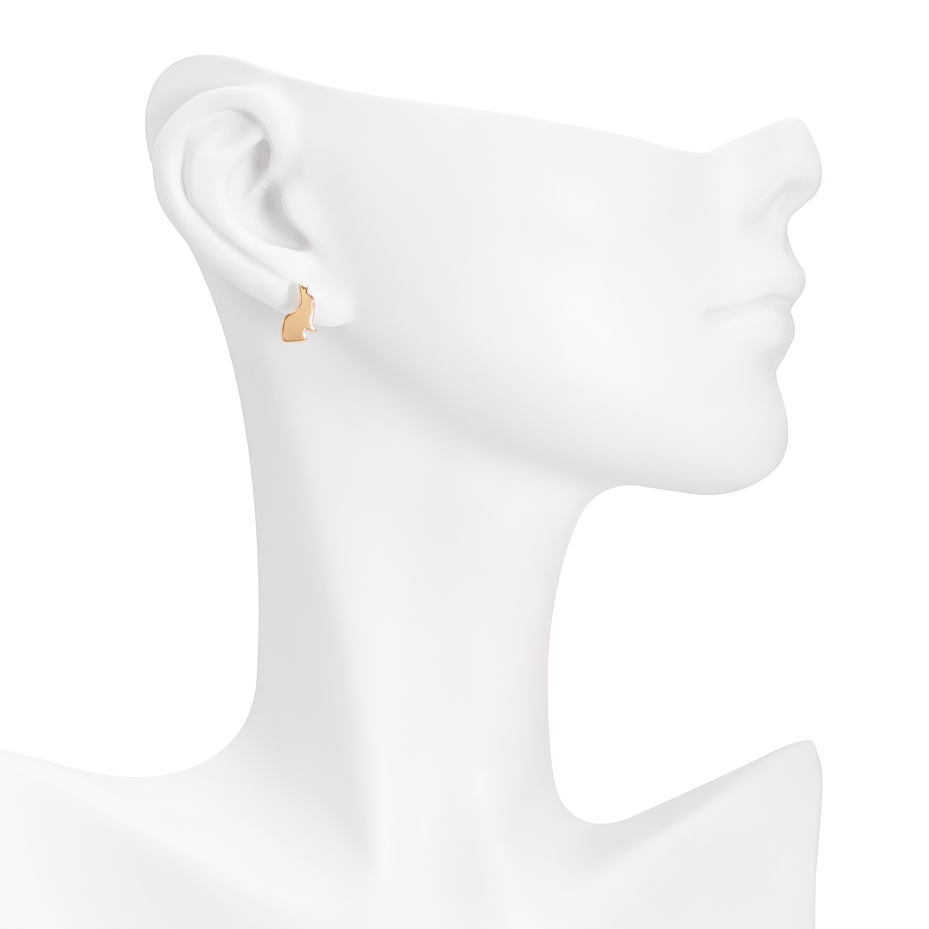 Set de aretes en baño de oro con diseño de flor en tono morado y silueta de conejo