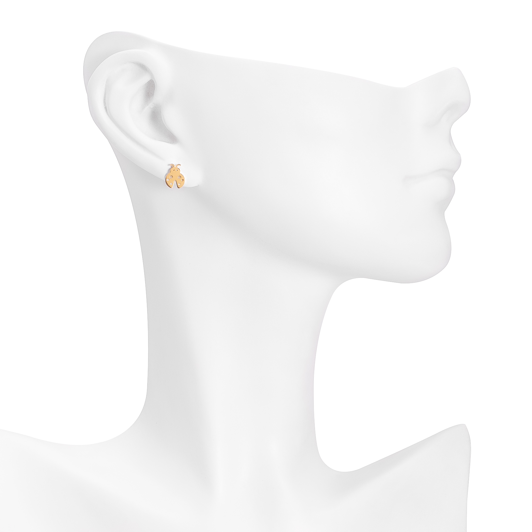 Set de aretes en baño de oro con mariquitas y hongos decorados