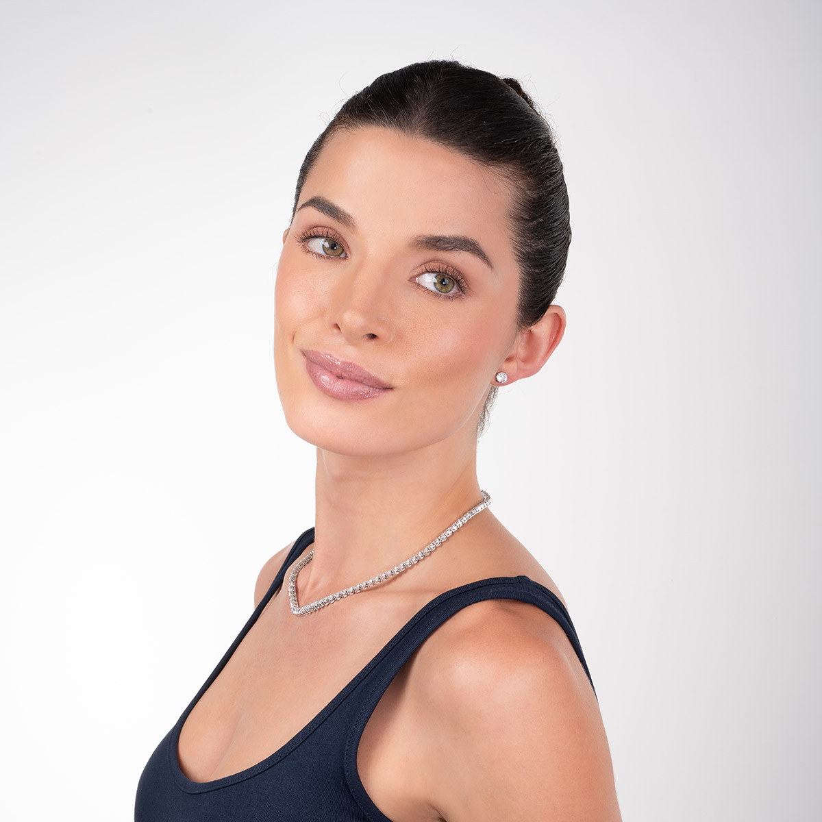 Aretes en baño de rodio piedras diamonice toque brillante