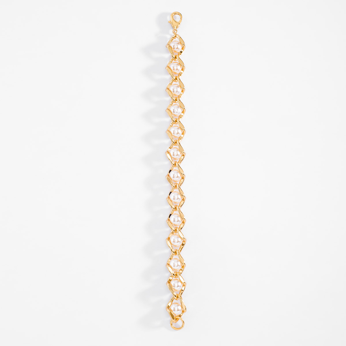 PULSERA DE 20 CM EN BAÑO DE ORO CON PERLA EN TONO CREMA