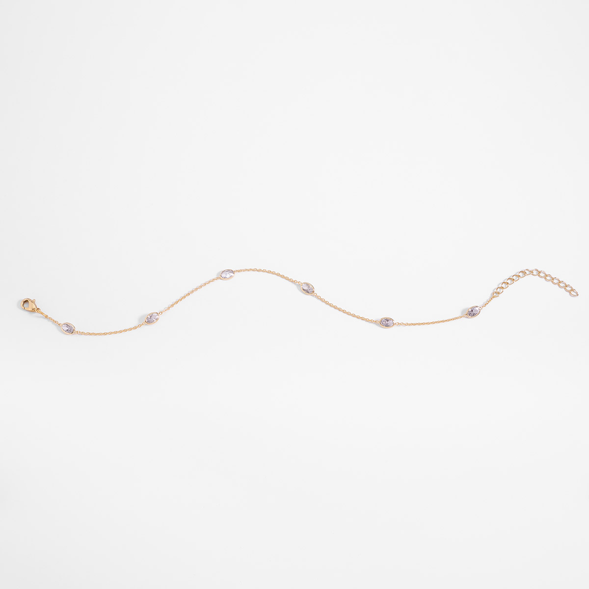 Pulsera en baño de oro piedras toque brillante largo 24 cm