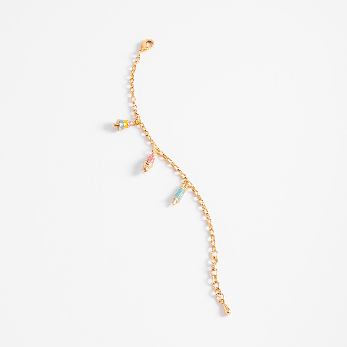 Pulsera en baño de oro con dijes de helado en esmalte en tonos pastel