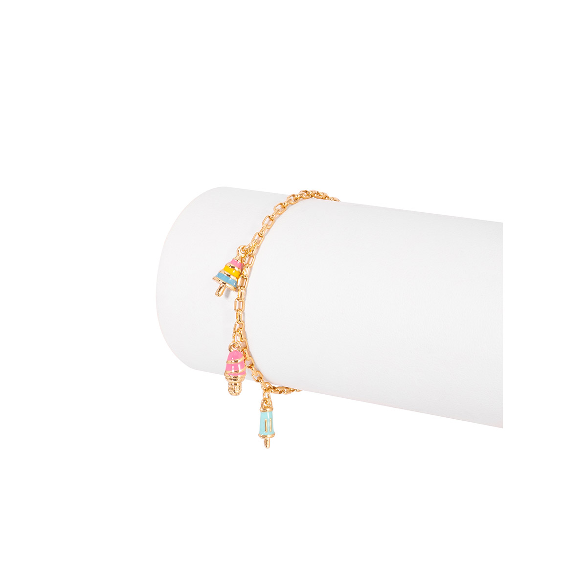 Pulsera en baño de oro con dijes de helado en esmalte en tonos pastel