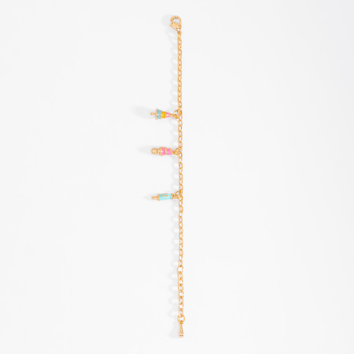 Pulsera en baño de oro con dijes de helado en esmalte en tonos pastel