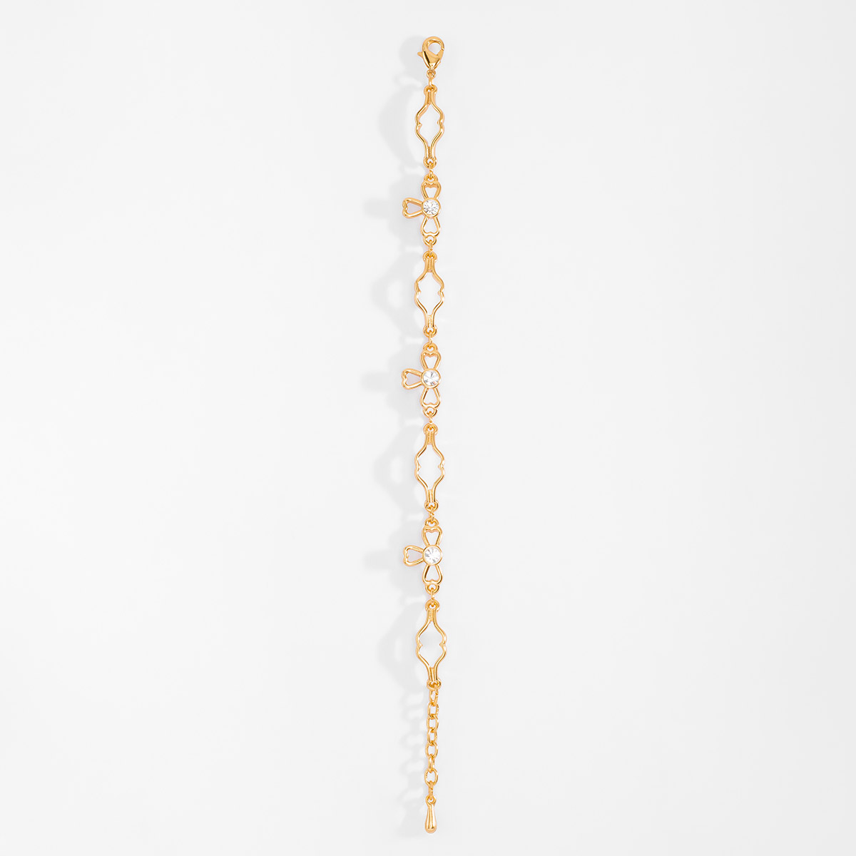 PULSERA DE 18 MAS 2 CM DE EXTENSIÓN EN BAÑO DE ORO CON PIEDRA EN TONO CRISTAL