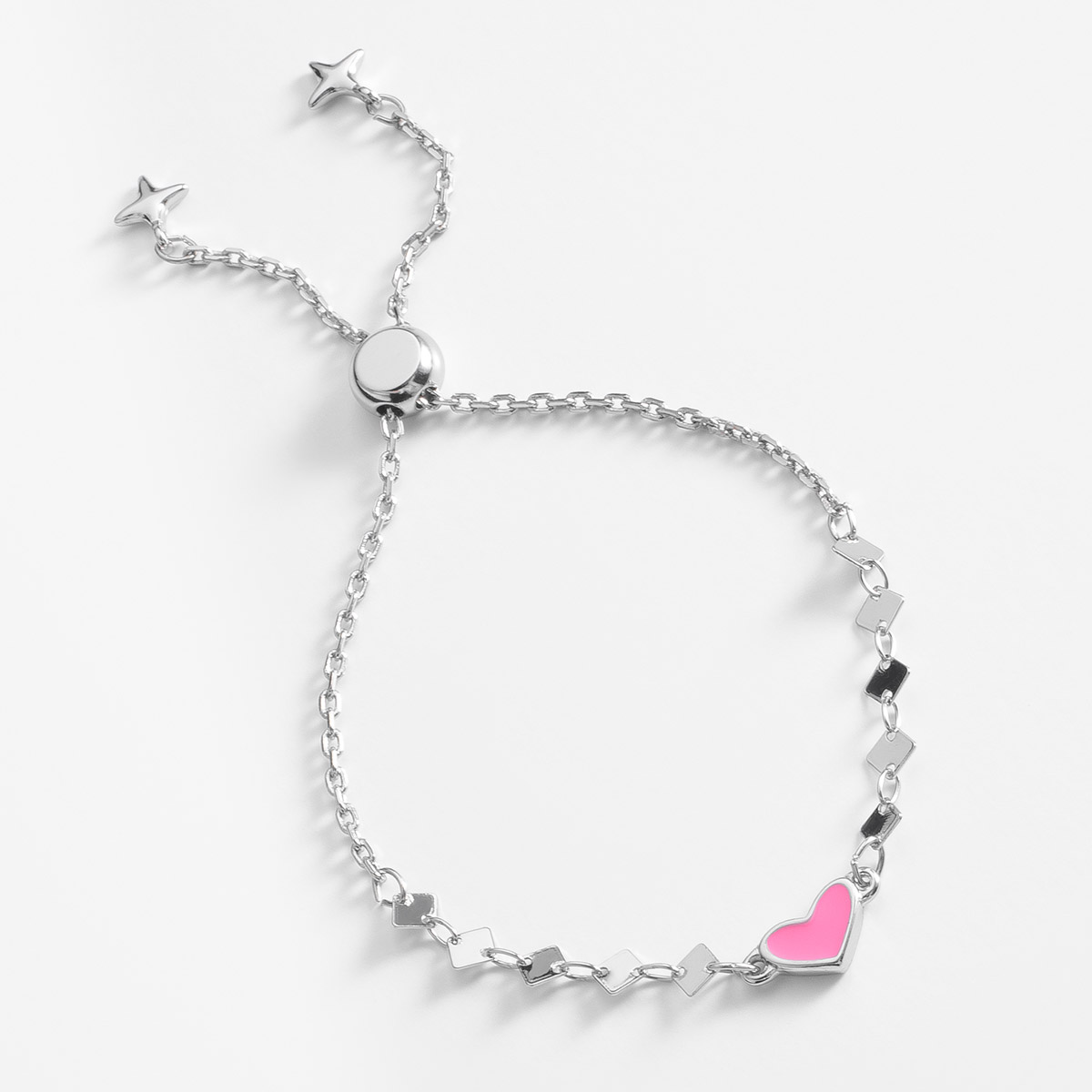 Pulsera platino ajustable con dije corazón Paris NICE