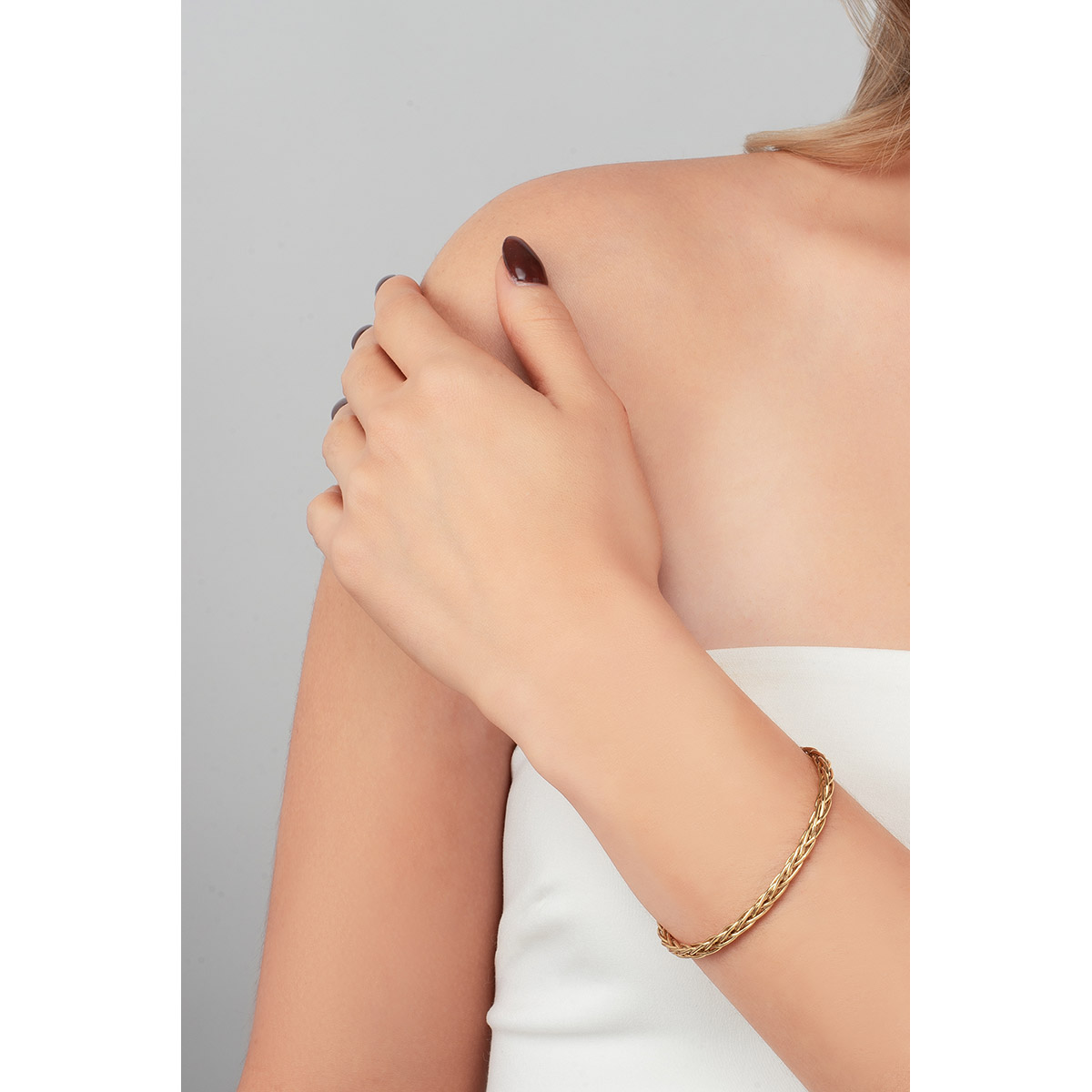 Pulsera de Oro 18k Trenzada Ajustable Elegante