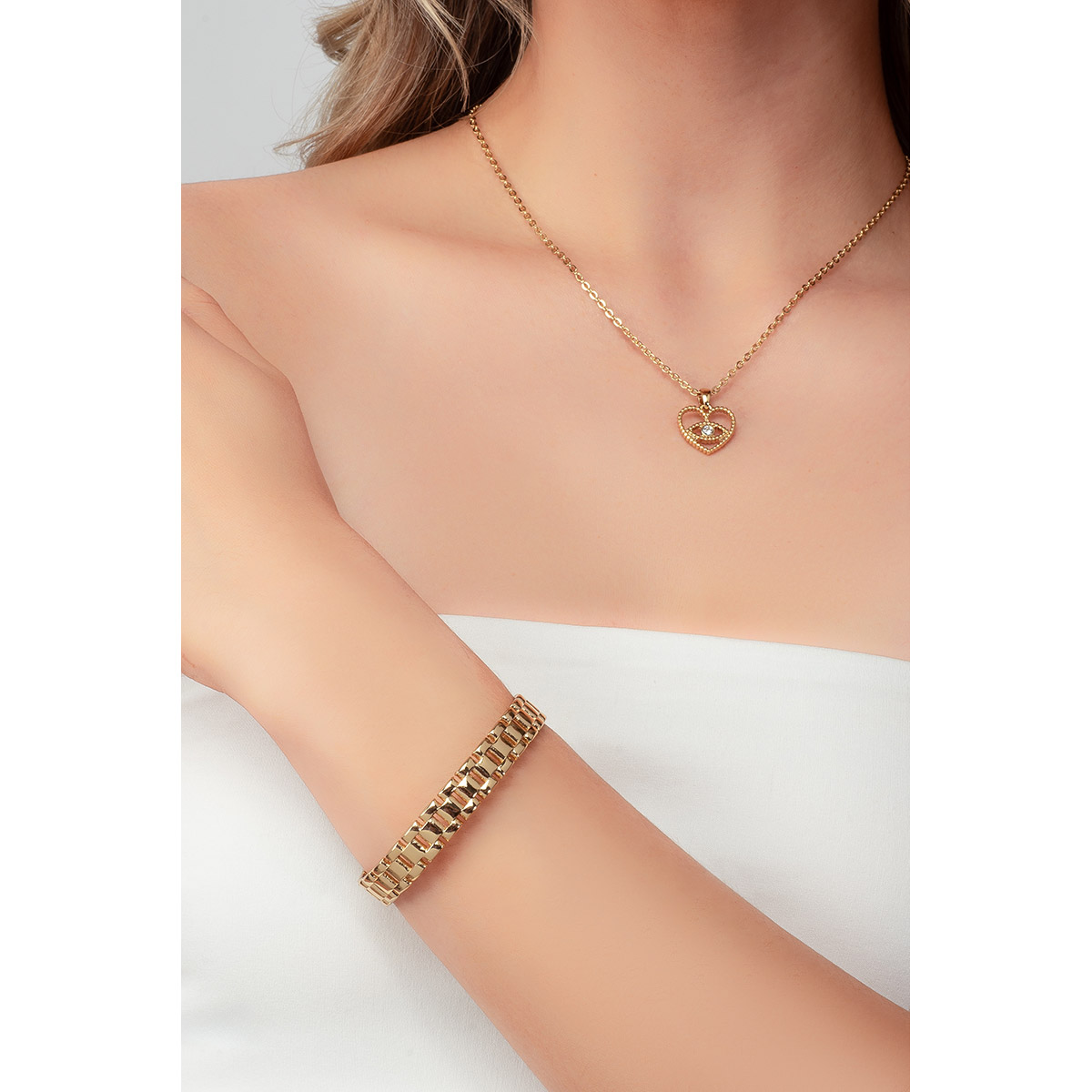 Pulsera en baño de oro ajustable estilo elegante