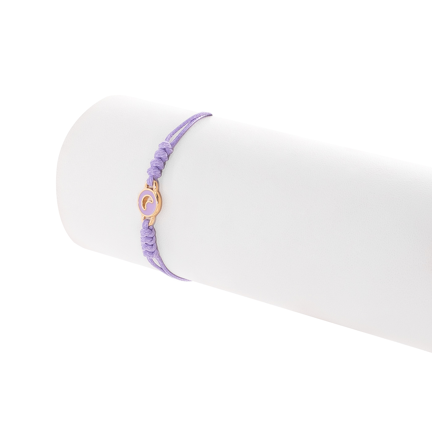 Pulsera en baño de oro con dije de luna y esmalte lila 