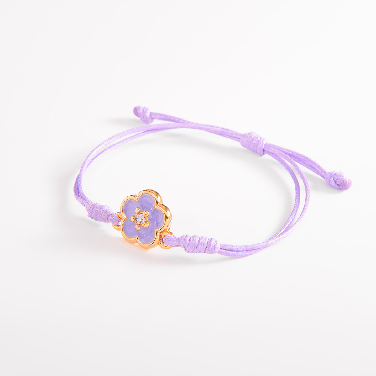 Pulsera con Esmalte Lila y Dije en Forma de Flor