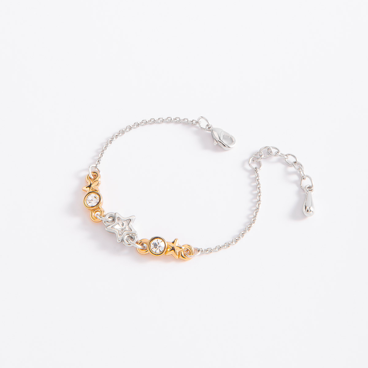 Pulsera baño de oro y platino con centro de estrellas Pulsera baño de oro y platino con centro de estrellas
