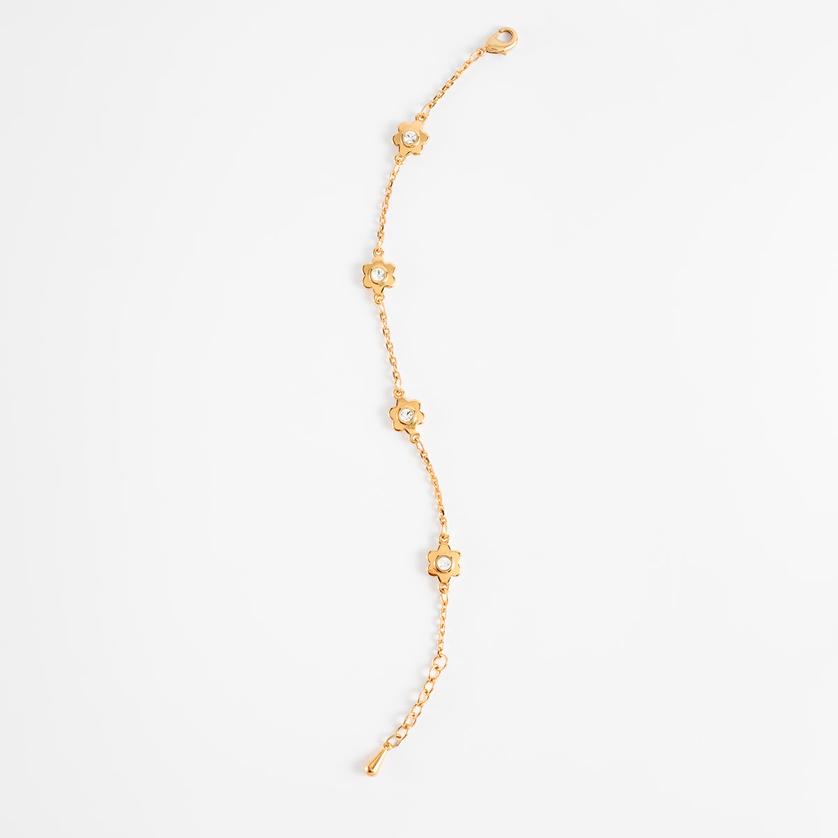 Pulsera en baño de oro flores con piedras toque brillante