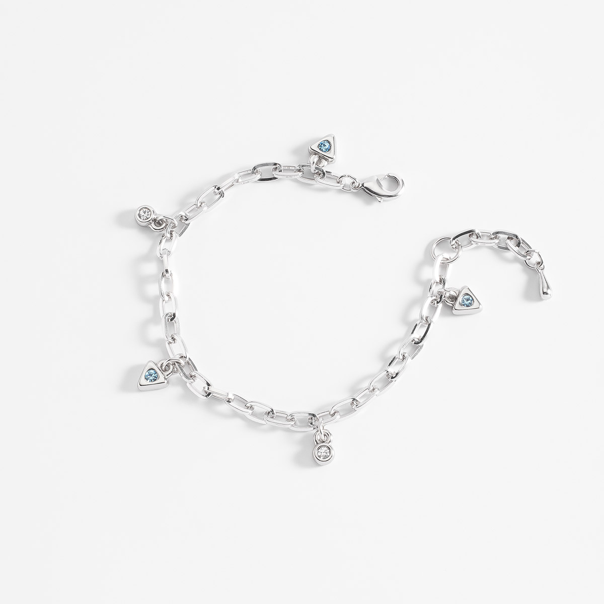Pulsera de platino con piedras aguamarina y cristal Pulsera de platino con piedras aguamarina y cristal