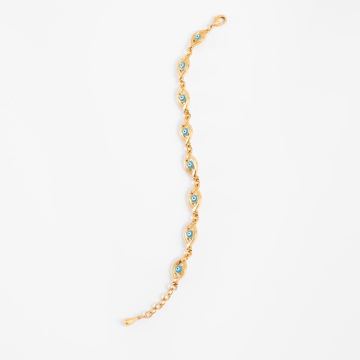 Pulsera en baño de oro dijes ojo turco turquesa moderno