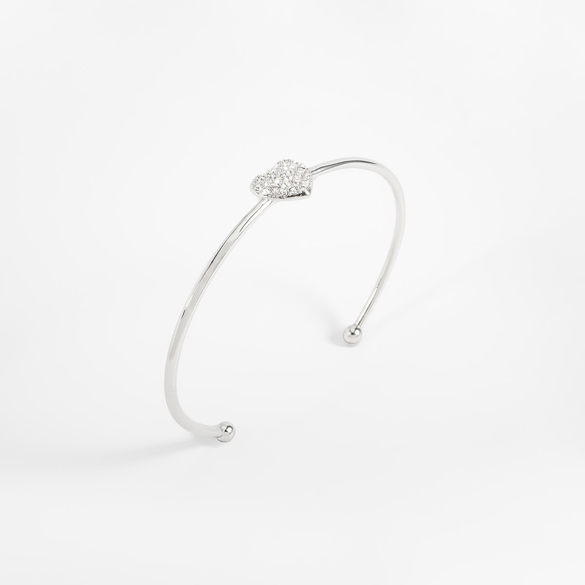 Pulsera en baño de rodio corazón piedras tono cristal