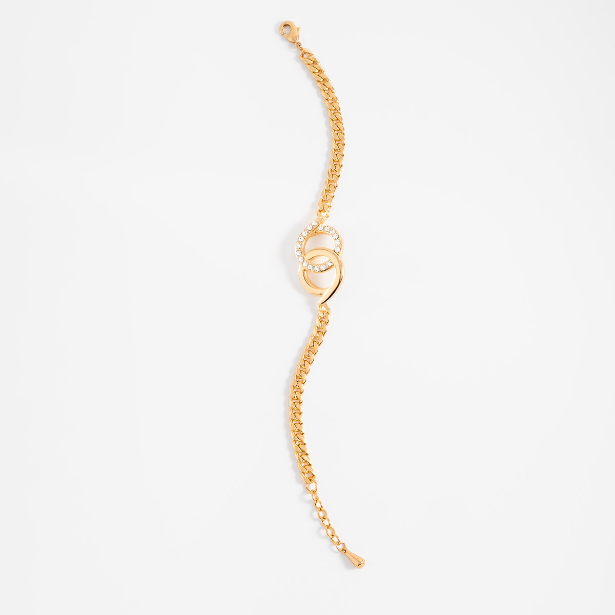 Pulsera en baño de oro eslabones con círculos y piedras brillante