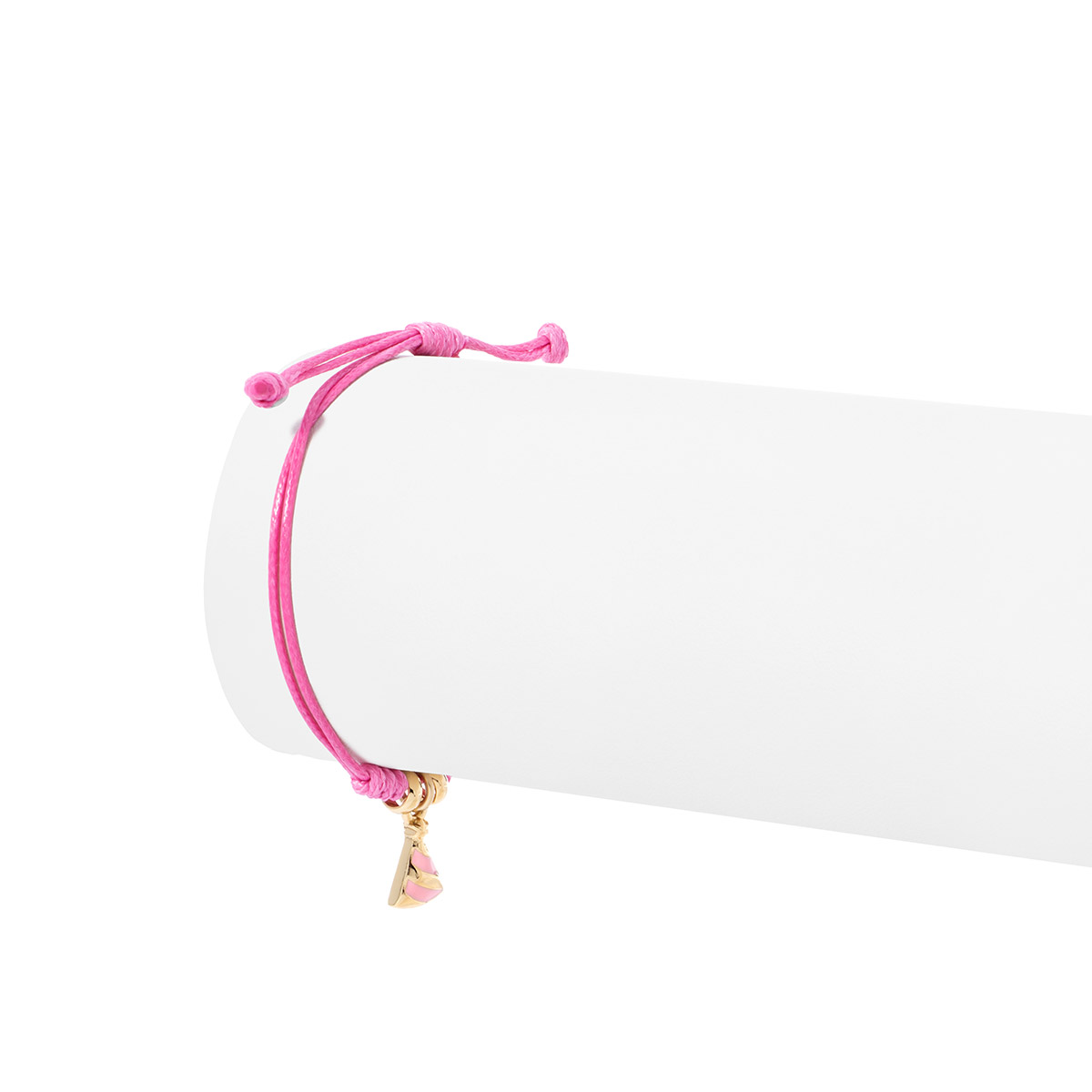 Pulsera en baño de oro dije rebanada pastel rosa y lila