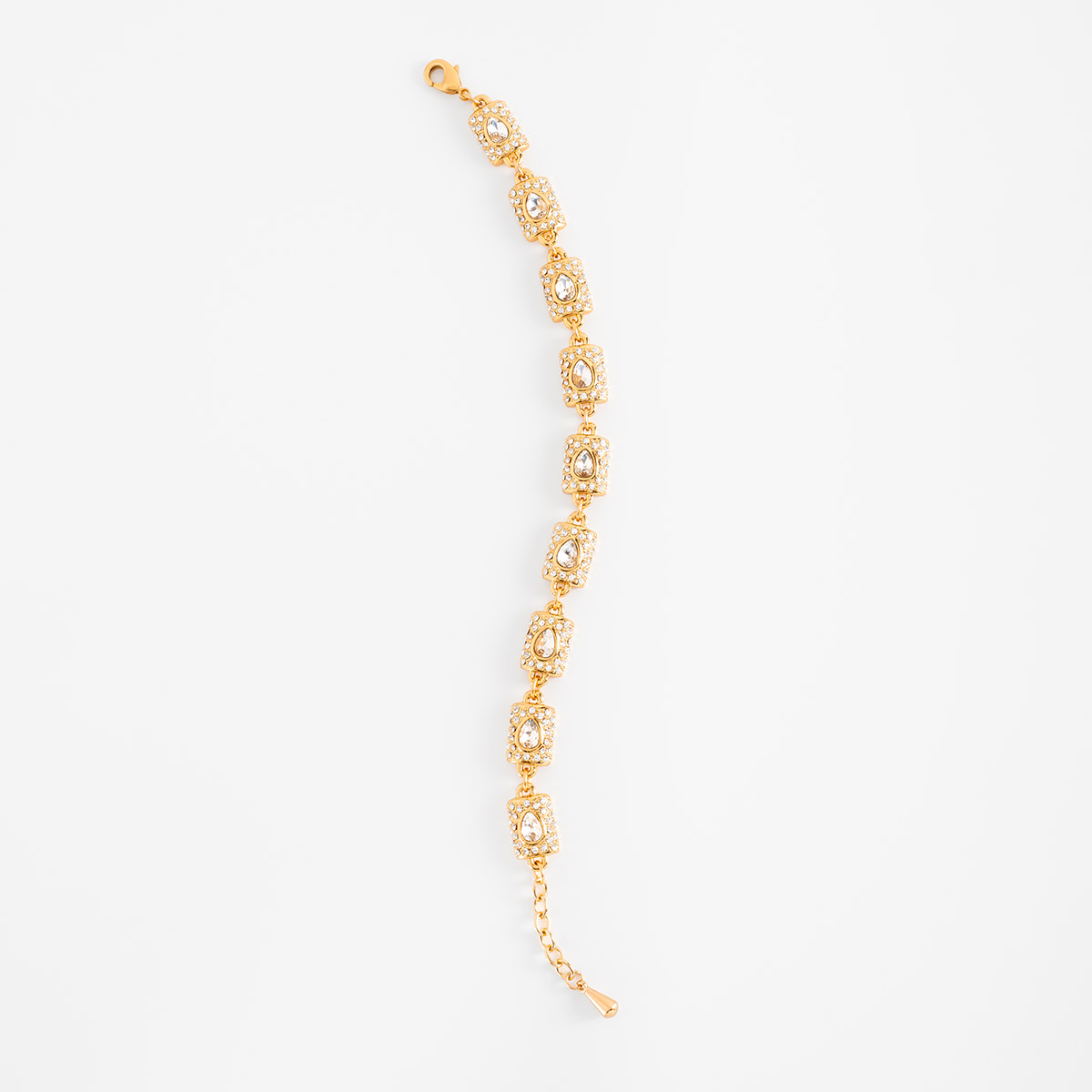 Pulsera en baño de oro eslabones piedras toque brillante