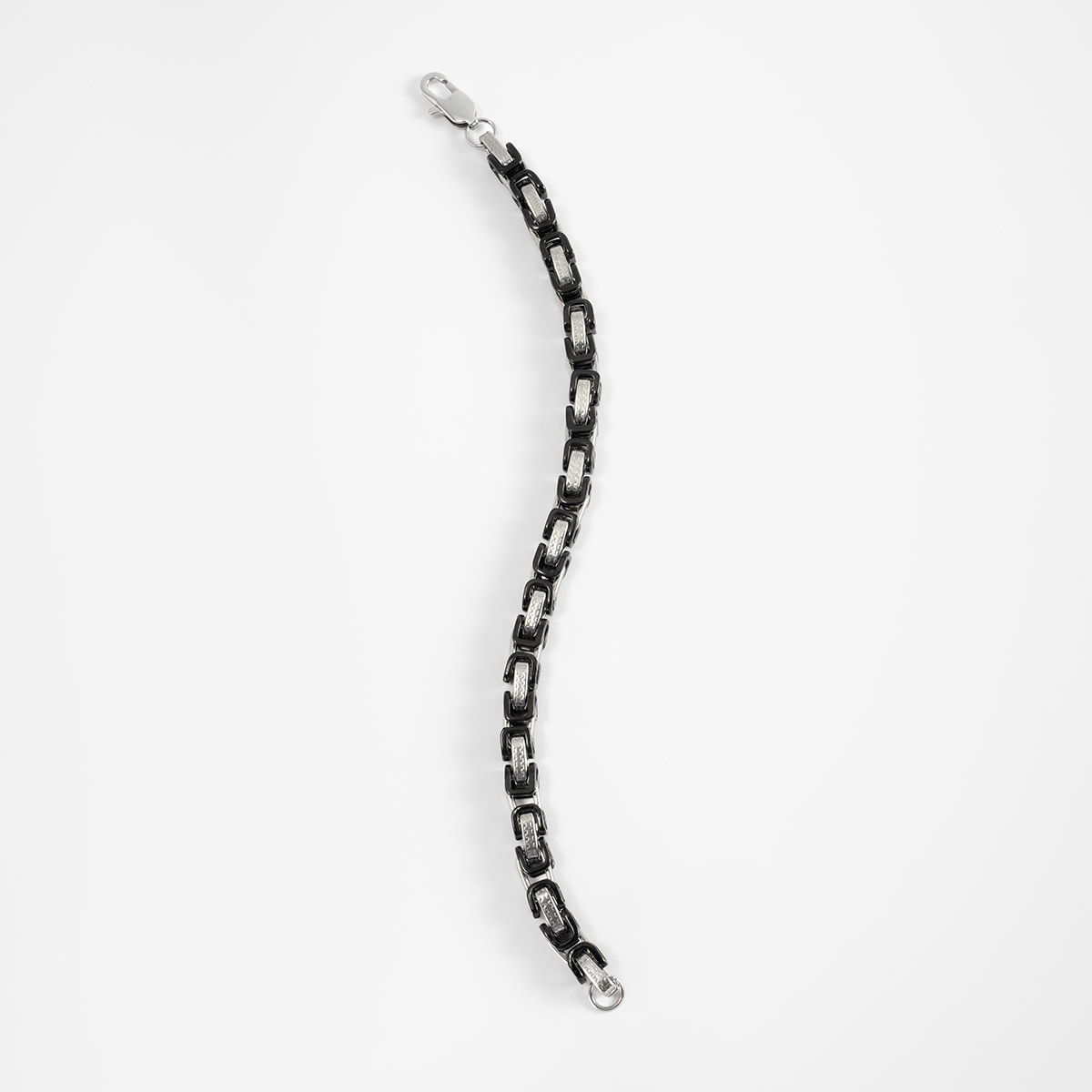 Pulsera en baño de rodio bitono eslabones rectangulares