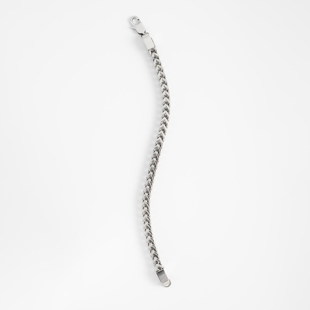 Pulsera en baño de rodio cadena trenzada clásica moderna
