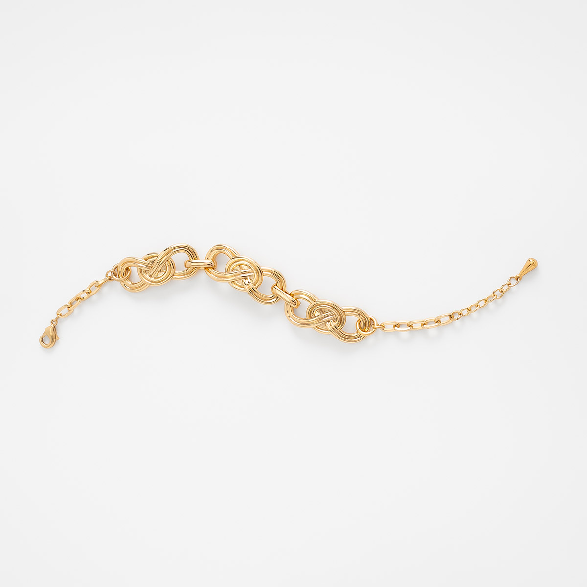 Pulsera en baño de oro con eslabones entrelazados diseño moderno