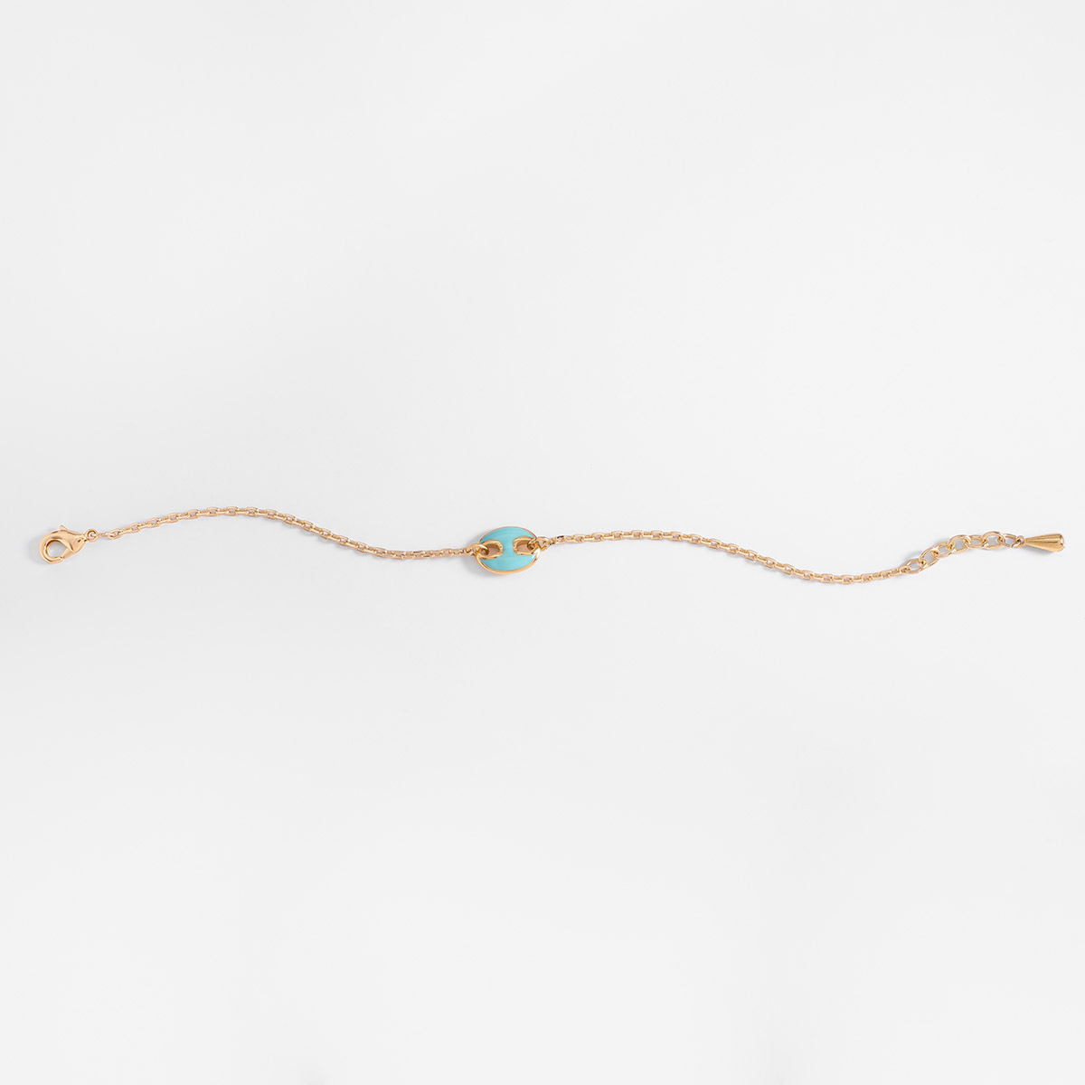 Pulsera en baño de oro medalla redonda esmalte azul largo ajustable