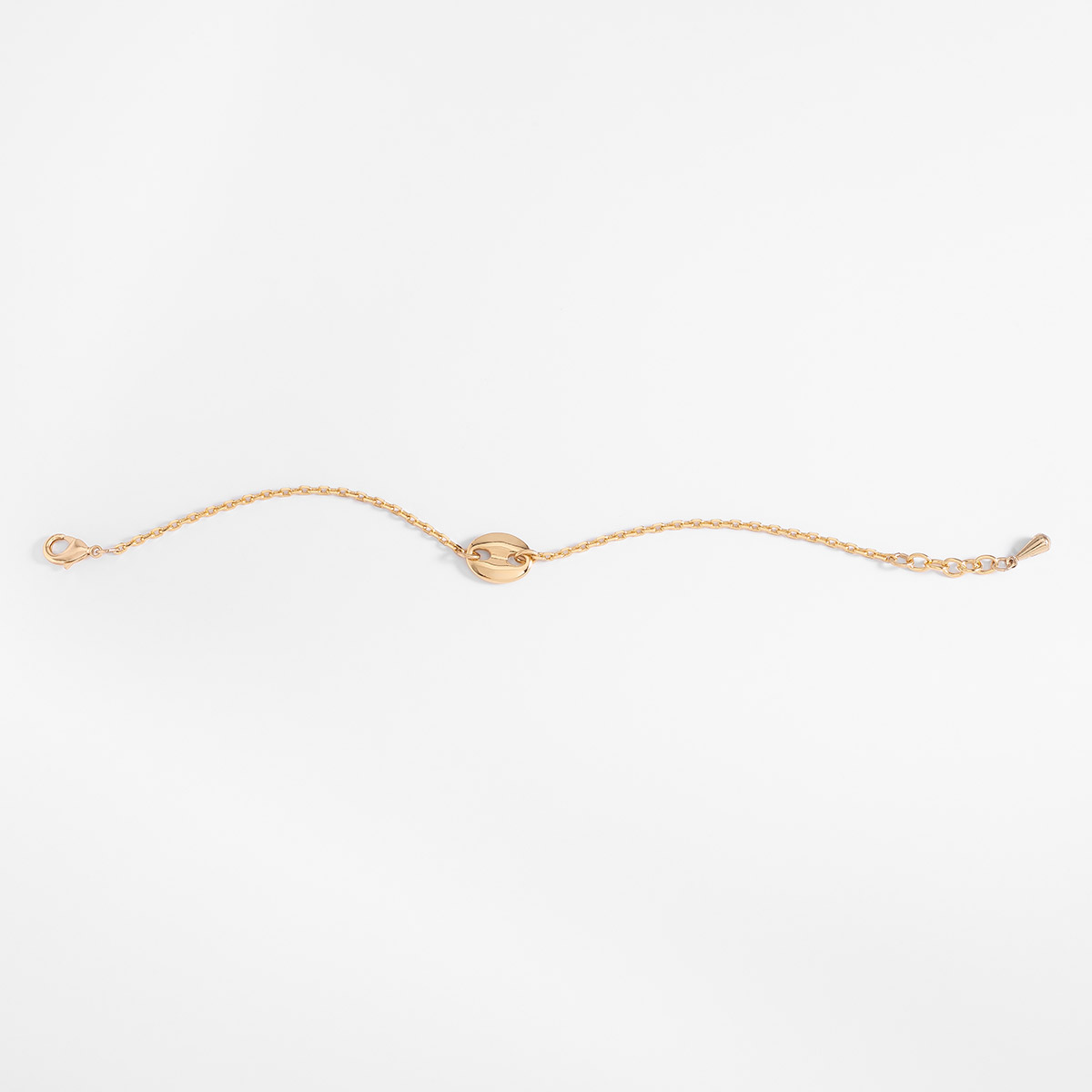Pulsera en baño de oro cadena fina medalla circular largo ajustable