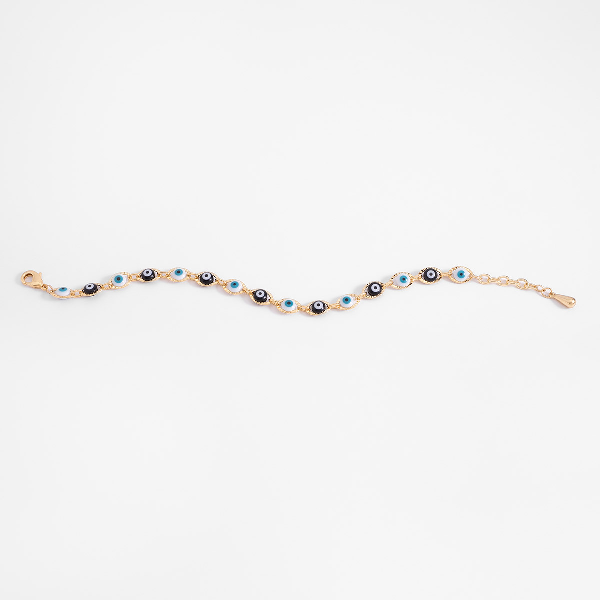 Pulsera en baño de oro con dije ojo turco esmaltado
