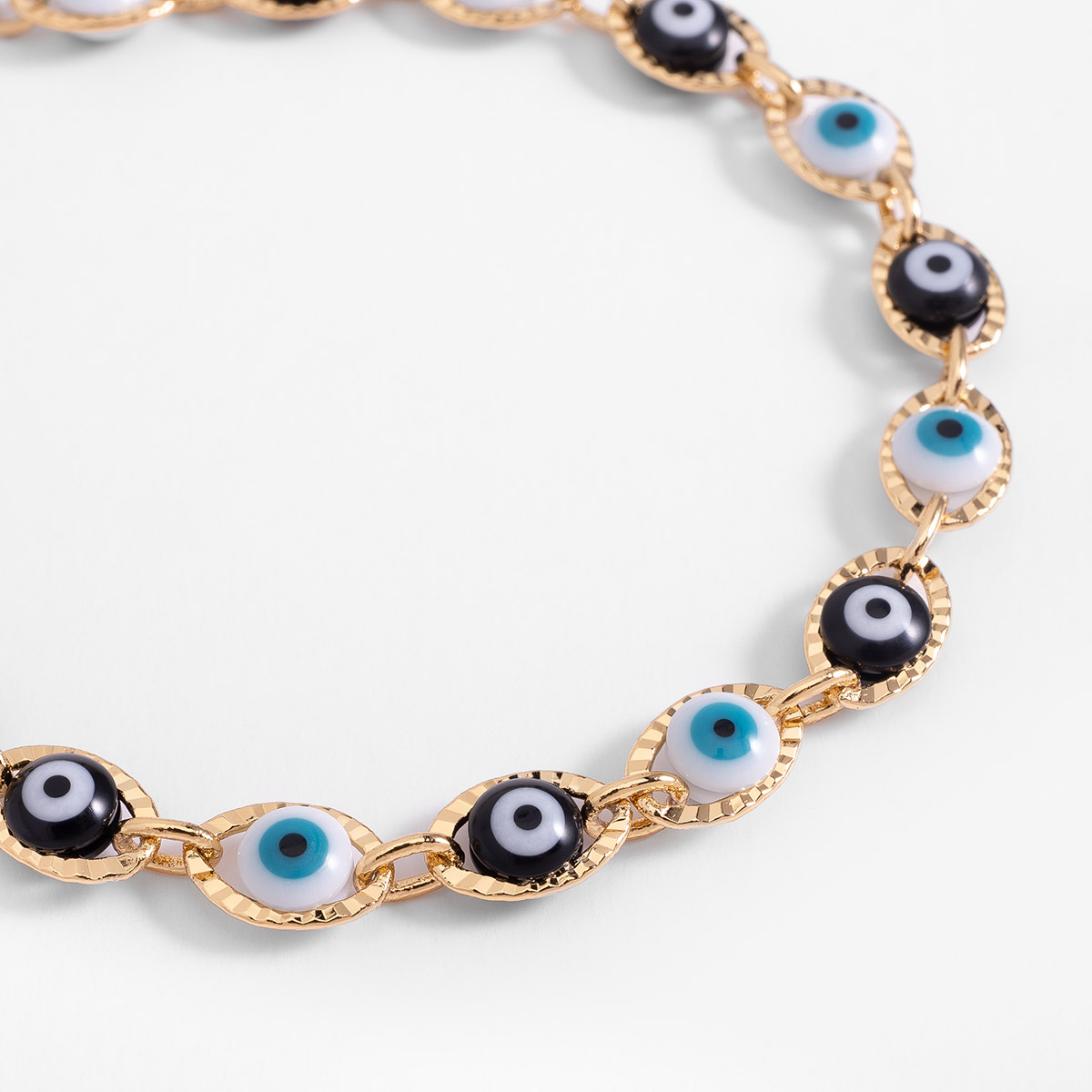 Pulsera en baño de oro con dije ojo turco esmaltado