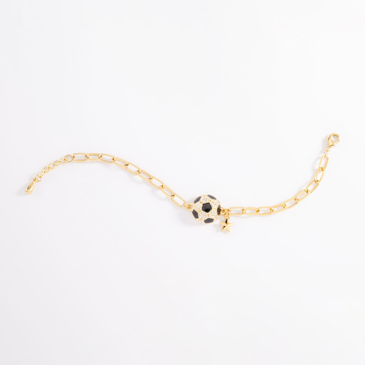 Pulsera en baño de oro dije balón con eslabones 18 cm más 2 cm