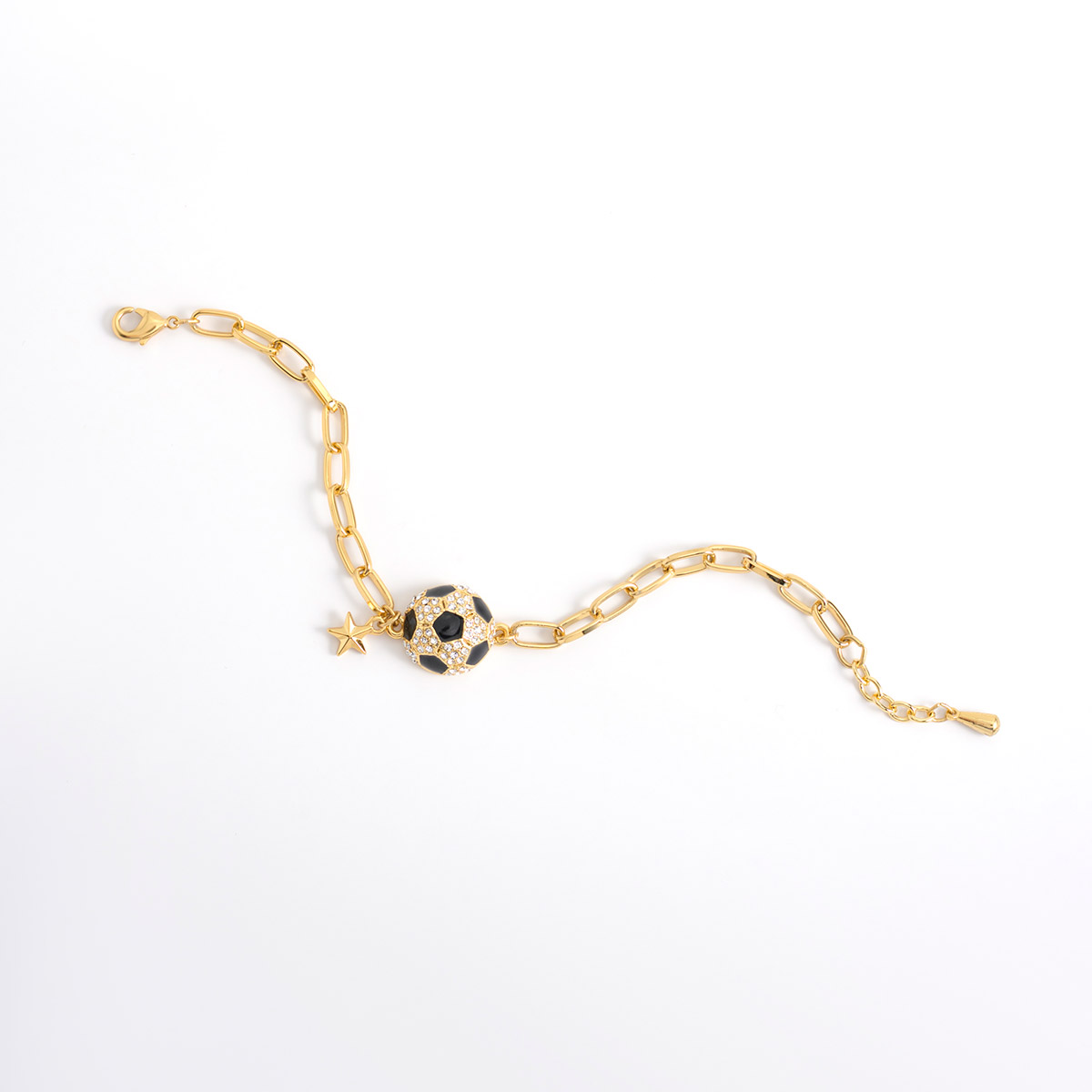 Pulsera en baño de oro dije balón con eslabones 18 cm más 2 cm