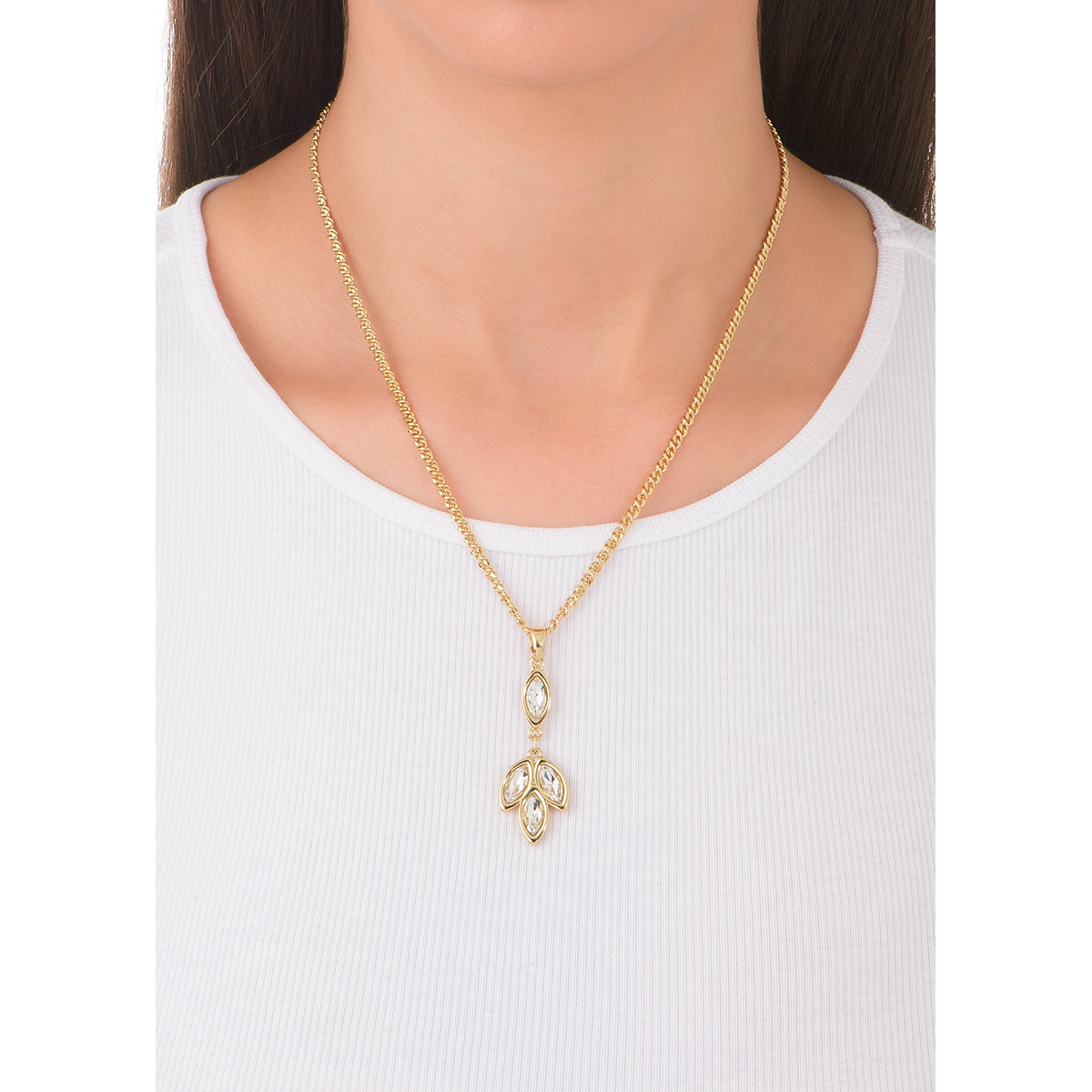 Collar en baño de oro con piedras marquise en cascada